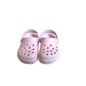 Crocs Kids Crocband Clogs Pink White Stripe Slip On Shoes Size C5
